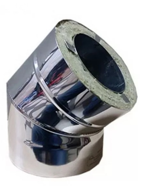 РОЗАН сэндвич -отвод Д 120 * 200  ( 1 ,0 )нерж мат (0,5) нерж зерк 45 гр