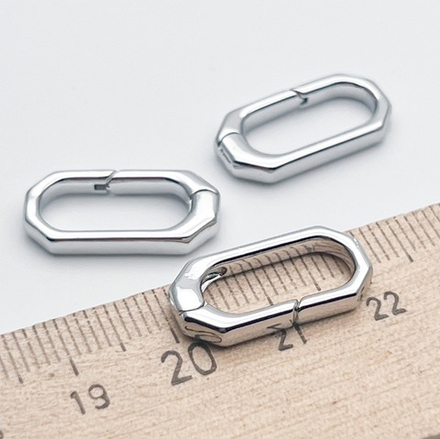 Замок-кольцо, цвет серебро (родий), размер 20*10 мм, цена за 1 шт