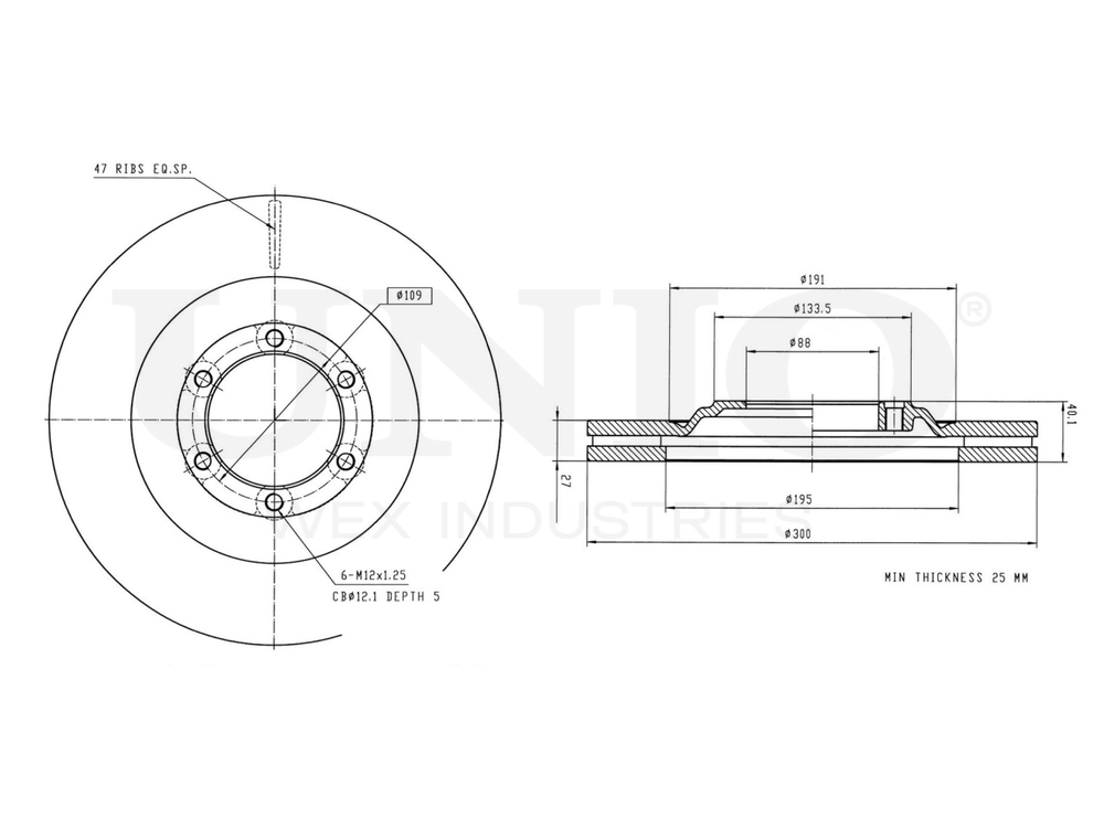Диск тормозной передний UNIO BRD-20523