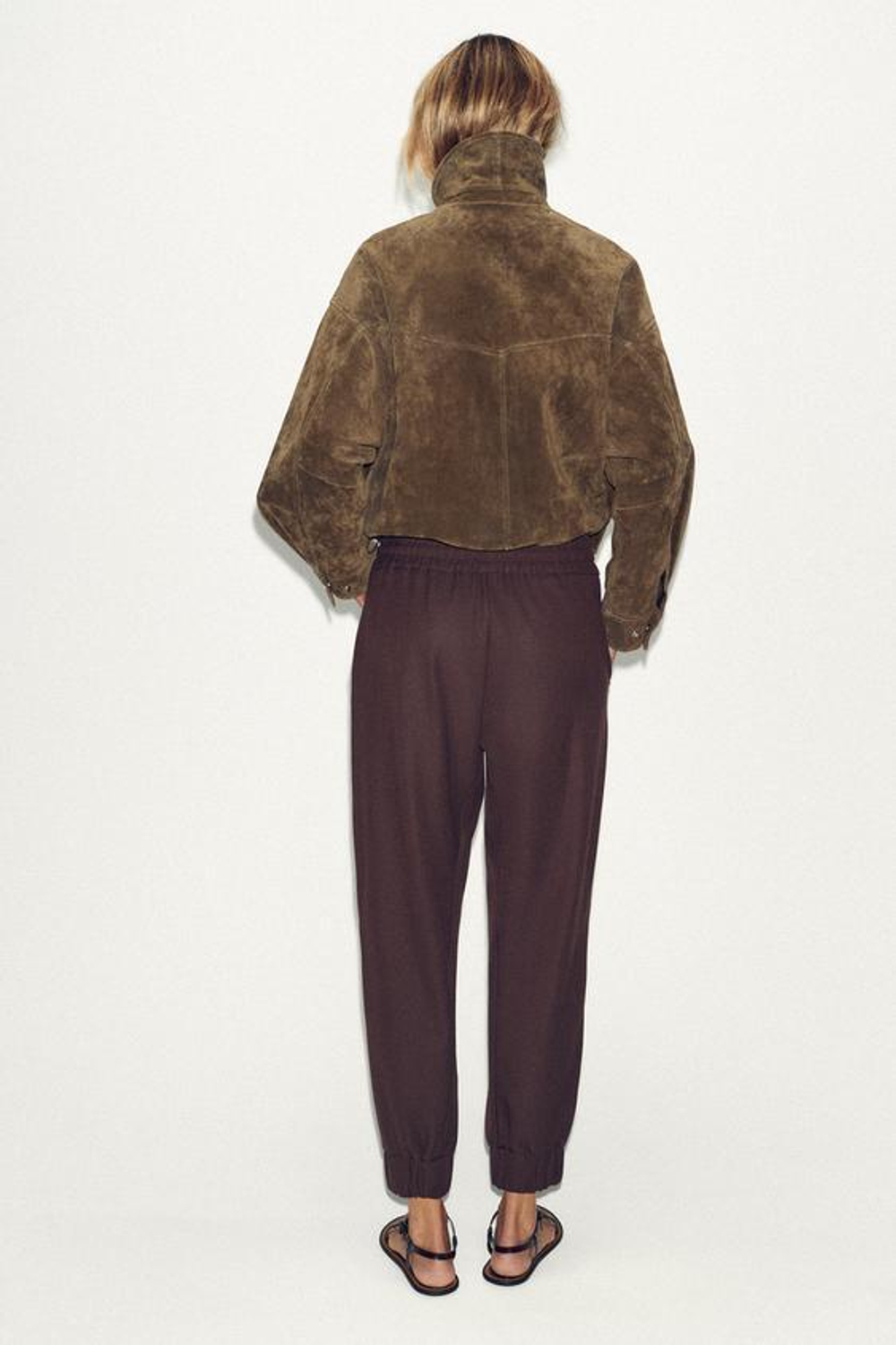 ZARA БРЮКИ С МАНЖЕТАМИ, БУРГУНДИ