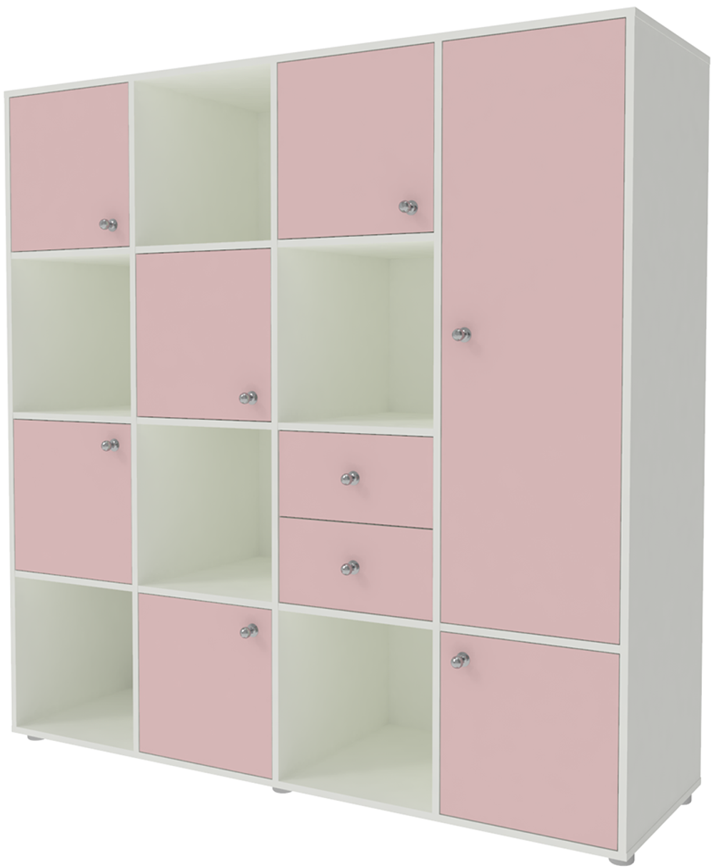 Стеллаж КарИВи Джери 2 Белый  Розовый