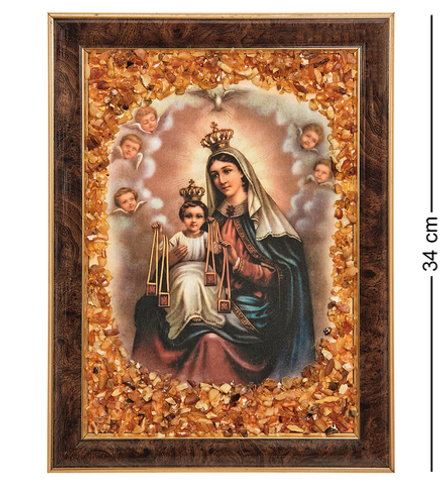 AMB-02/ 4 Икона Пресвятой Девы Марии «Кармельская» (с янтарной крошкой) H-34см