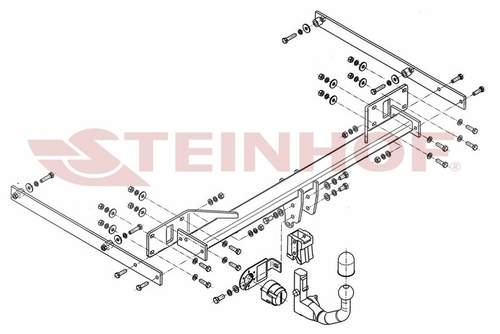 Фаркоп на Mercedes E-Class седан w212, кроме AMG 2009-2016 без подрезки бампера (паспорт и сертификат в комплекте)(без электрики) Steinhof.M-118