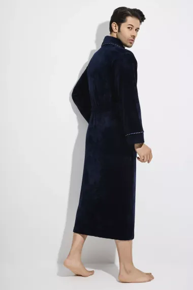 Халат мужской велюровый 21680 синий Nusa Турция
