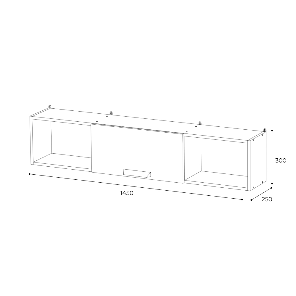 Полка навесная 1450 Квартет-13, дуб крафт/белый