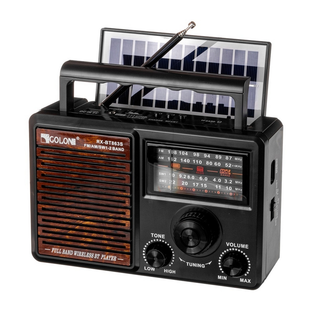 Радиоприемник с MP3 плеером и BT+Solar panel Golon RXBT863S