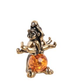 Народные промыслы AM- 311 Фигурка «Знак зодиака - Близнецы» (латунь, янтарь)