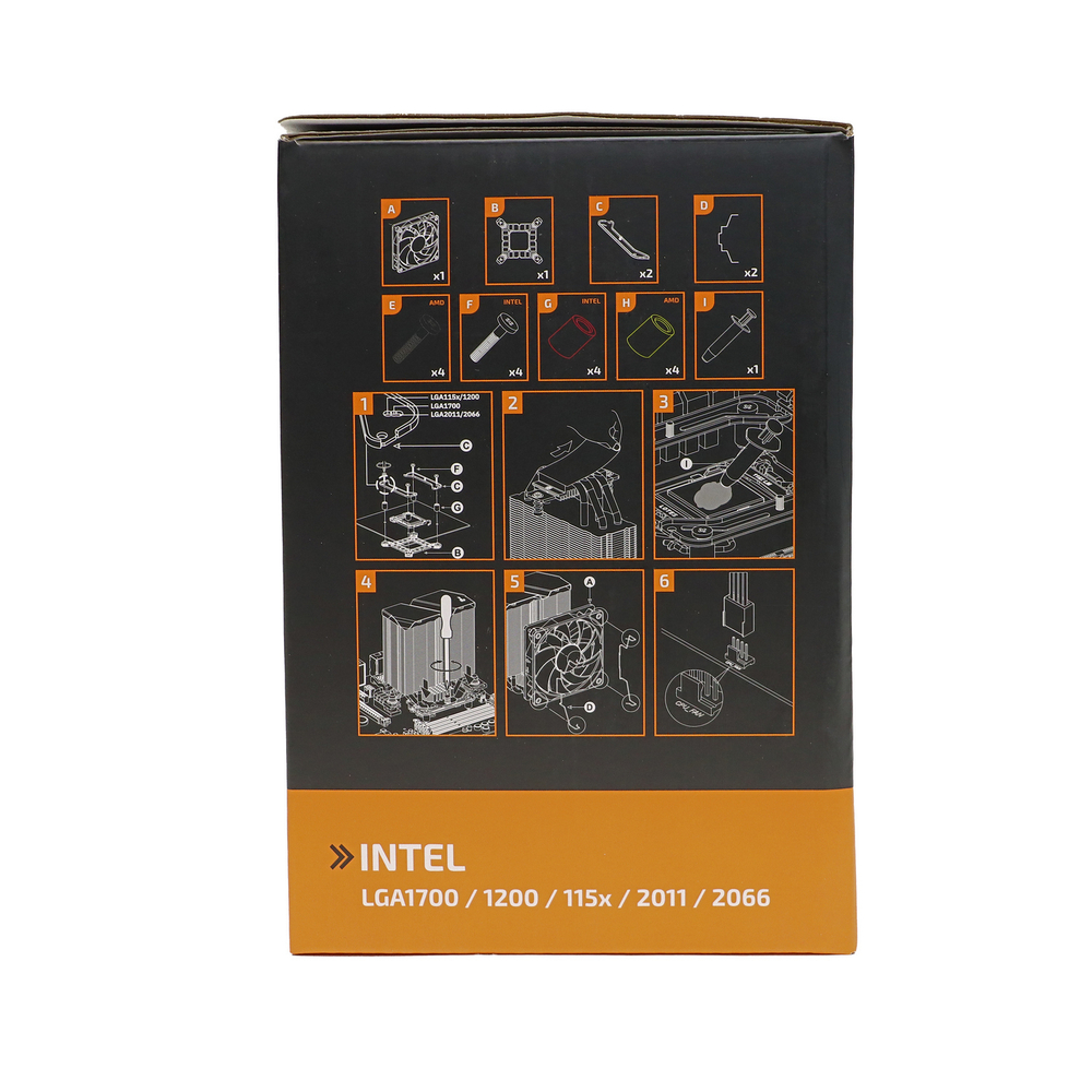Кулер для процессора TESLA SHADOW SE224, 1х120мм, 800~1800rpm, 4-pin, Al+Cu, черный, 57CFM, 24дБ, 4-PIPE, TDP 210Вт, INTEL 1700/1200/115x/2011/2066, AMD AM5/AM4 (TSL-SE-224-XTS)