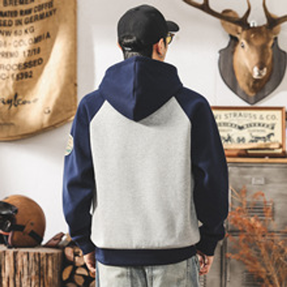 Mountain Fashion Brand Splicing свободный повседневный комбинированный худи для мужчин