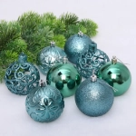 Новогодние шары 8 см (набор 24 шт) «Фактурный микс», темный нефрит
