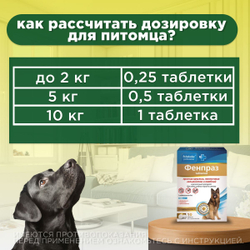 Таблетки от гельминтов и лямблий для собак Фенпраз 10таб, Пирантел/ Празиквантел/Фенбендазол