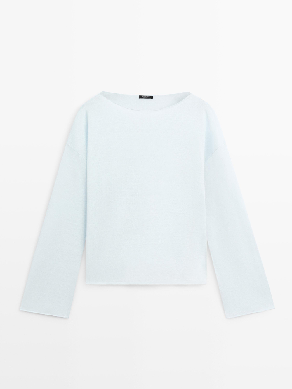 Massimo Dutti Льняной свитер с вырезом «лодочка», небесно-голубой