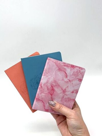 Набор 3 блокнота 88л (138*102мм) лин. бирюз.,роз.мрамор, персиковый (5447-5)