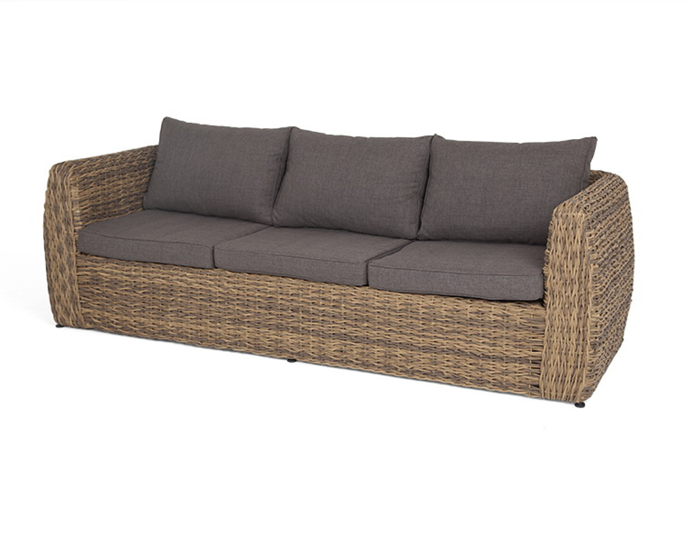 "Кальяри" диван из искусственного ротанга (гиацинт) трехместный, цвет соломенный