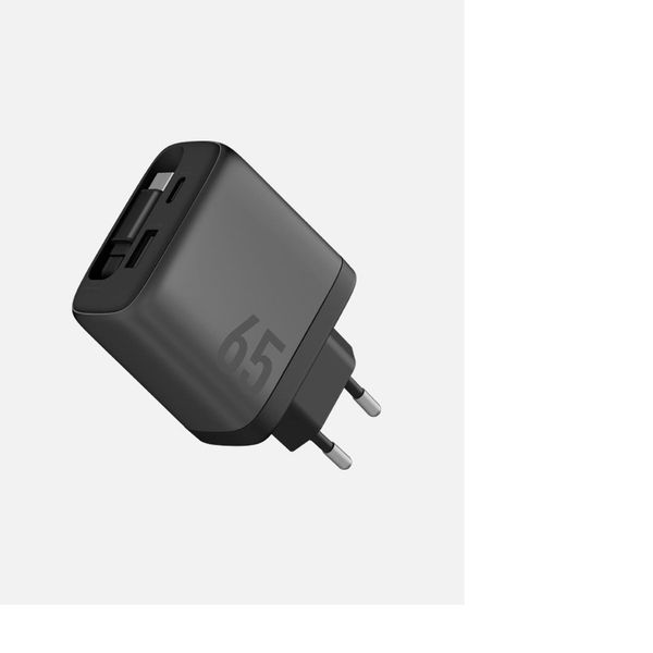 Сетевое зарядное устройство, шнур-рулетка 70cm. Energea AmpCharge ARC 65W, Темно-серый | Gunmetal
