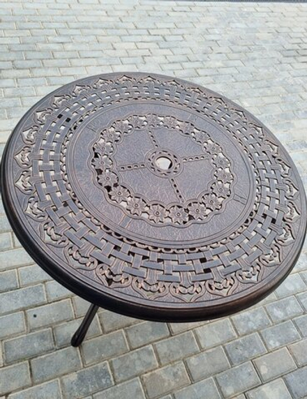 Круглый металлический стол Gera 100 из литого алюминия, античная бронза