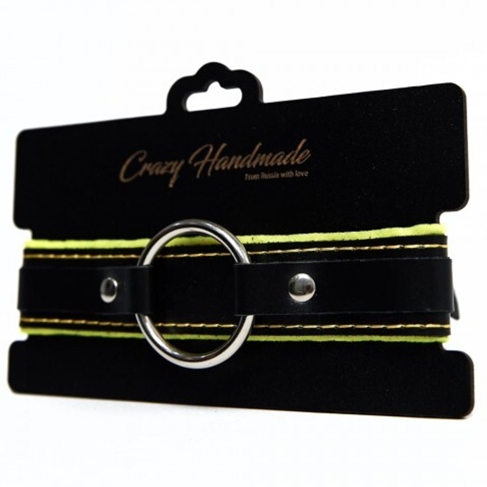 Ошейник с мягкой желтой подкладкой Crazy Handmade