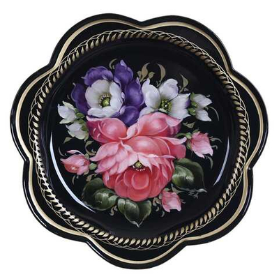 Жостовский поднос декоративный, размер 18 см (A1), металлический