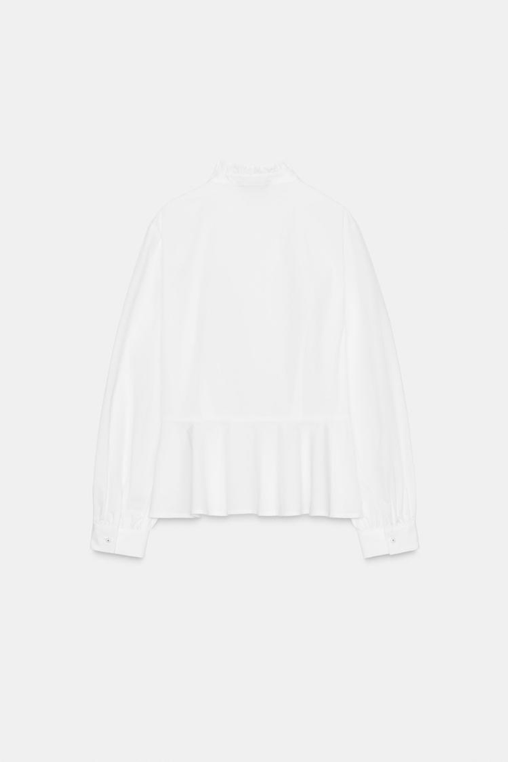 ZARA РУБАШКА ИЗ ПОПЛИНА С БАНТОМ, БЕЛЫЙ