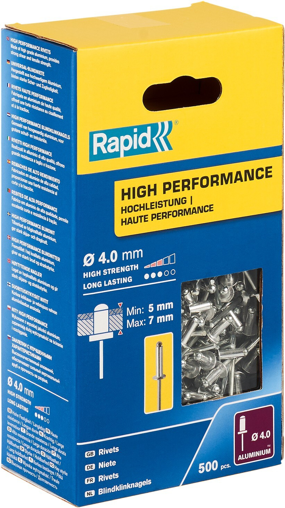 RAPID R:High-performance-rivet, 4.0 х 10 мм, 500 шт, алюминиевая высокопроизводительная заклепка (5001433)