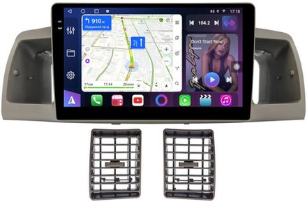 Магнитола для Toyota Corolla 120 2000-2007 (рамка бежевая с воздуховодами) - FarCar 9648BR монитор 9.5" QLED на Android 14, TS18, CarPlay, 4G SIM-слот