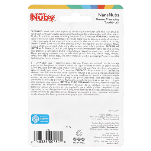 Nuby, NanaNubs, массажная зубная щетка с бананом, для детей от 3 месяцев, 1 шт.