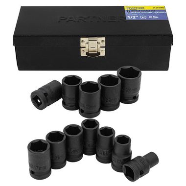 Набор головок ударных 12 пр.,1/2''(10, 12-19, 21, 22, 24мм), в кейсе Partner PA-4121MPB