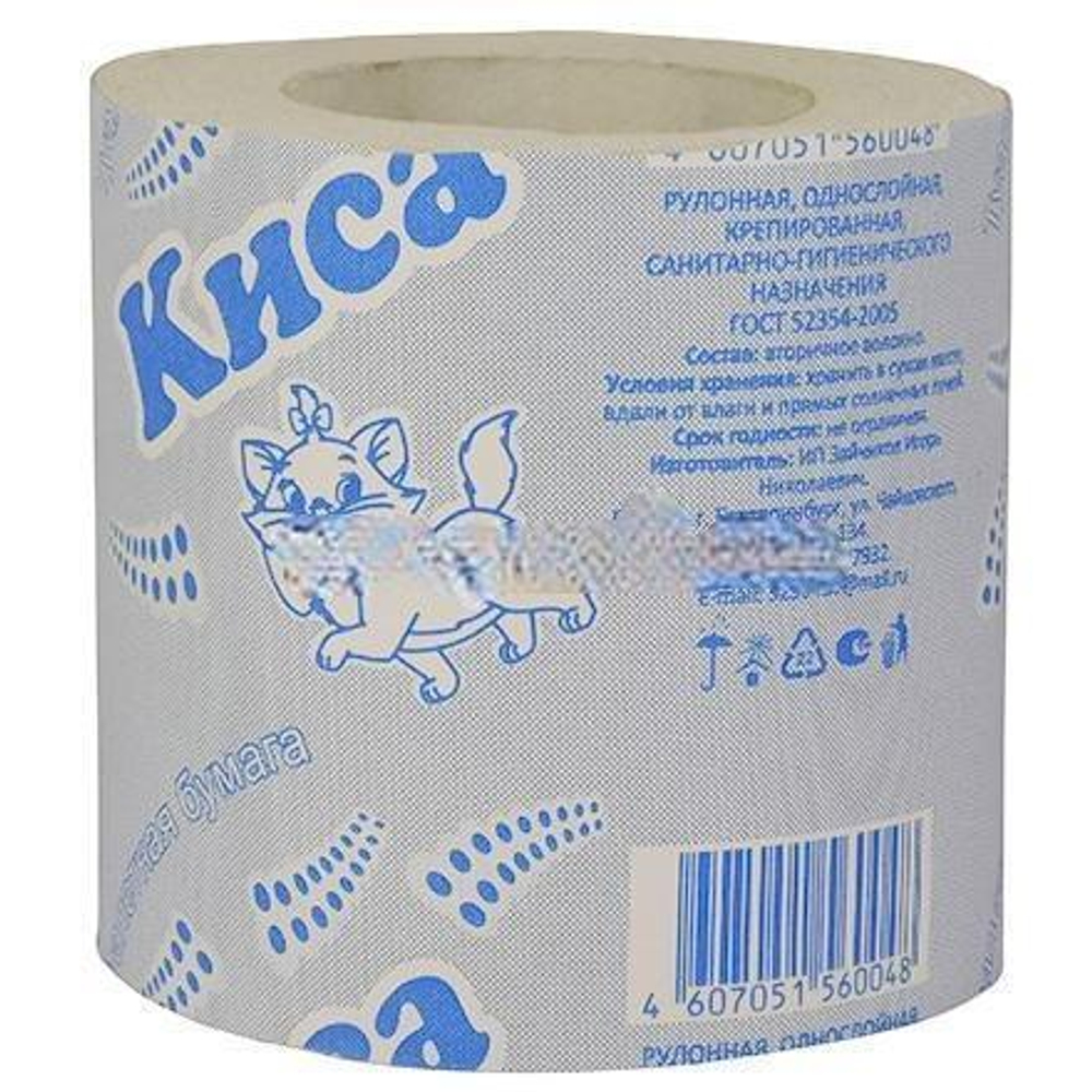 Туалетная бумага "Киса голубая" (со втулкой) (40 шт.)