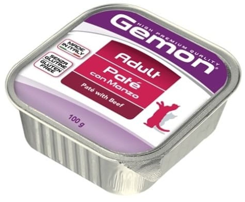 Gemon 100г Cat консервы для кошек паштет говядина
