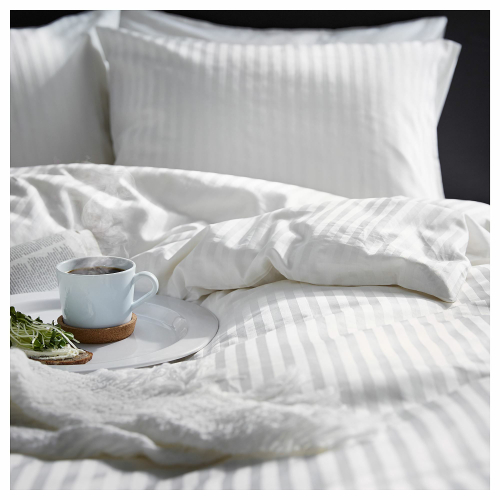 Комплект постельного белья IKEA NATTJASMIN (НАТТЭСМИН ), Двуспальный, Белый, 240х220, 50х80 см