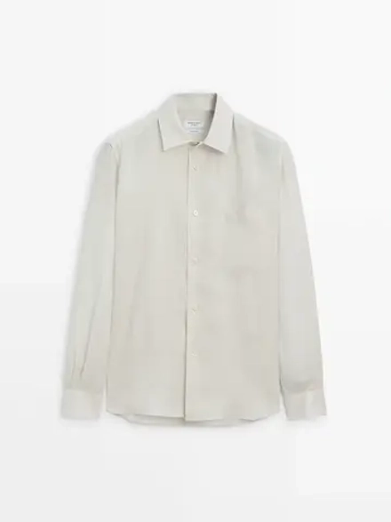 Massimo Dutti Льняная рубашка - Studio, цвет льда