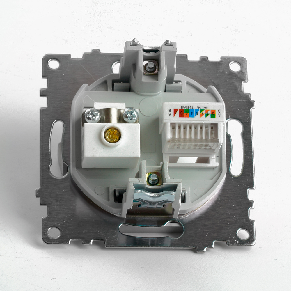 Розетка телевизионная 1-местная (механизм), STEKKER GLS00-7106-03, 75 Ом, 5-862МГц, серия Катрин, серебро 49183