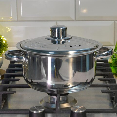 Кастрюля 2,5л нерж "Астра", d18см, h10см с металлической крышкой, ТРС, капсульное дно, индукция