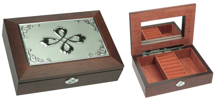 Шкатулка ювелирная "Moretto", 4-х листник, внутри персиковый, дерево, цвет коричневый