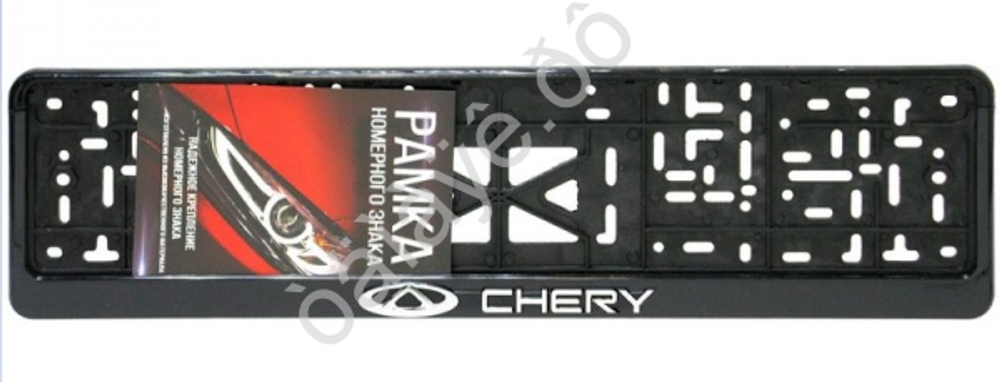 Рамка под номер пластик Черная защелка надпись Серебро - CHERY СТД шт 28222