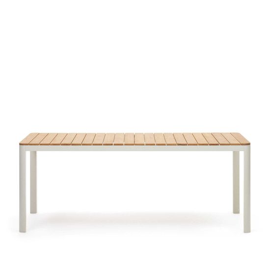 Bona Уличный стол из алюминия в белой отделке и тикового дерева 200 x 100 см Испания La Forma