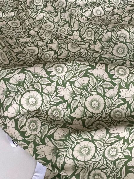 ЦВЕТЫ АРТ НУВО НА ЗЕЛЕНОМ - 100% хлопок 2