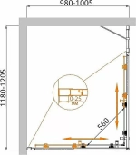 Душевой уголок Cezares Molveno 120x100 Molveno-AH-21-100+20-C-GM-IV стекло прозрачное/профиль матовая оружейная сталь