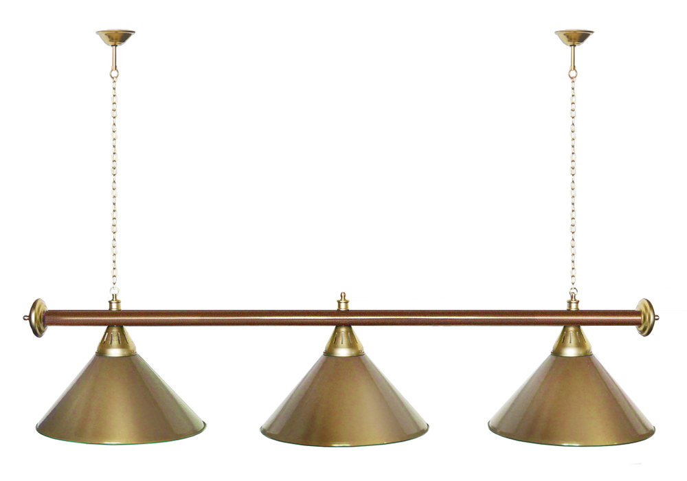 Лампа STARTBILLIARDS 3 пл. (плафоны зеленые,штанга золотая,фурнитура золото)