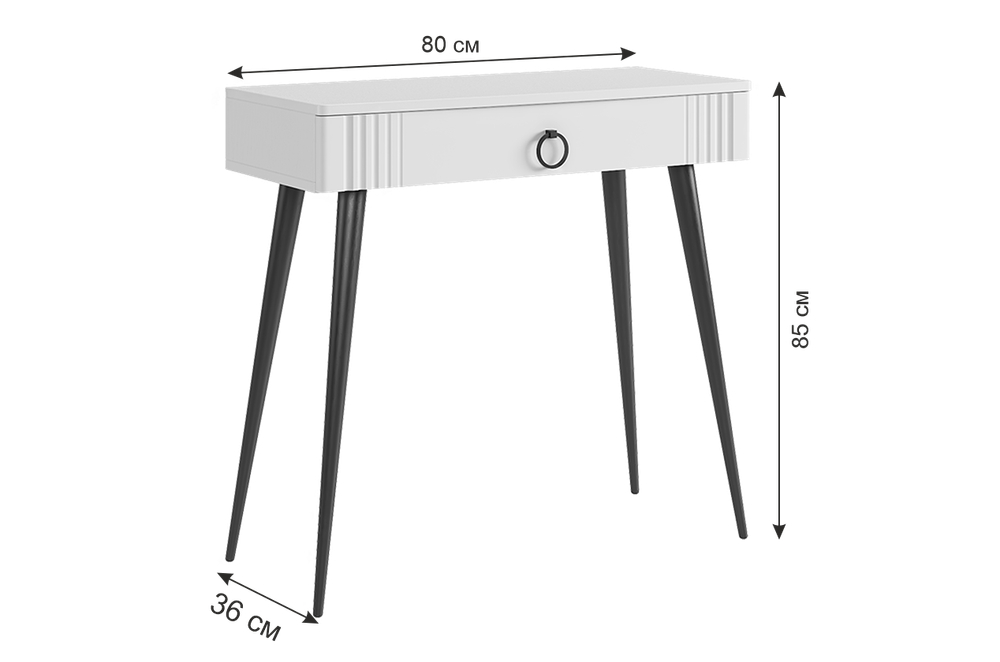 Туалетный столик "Ева" без зеркала 2 (Белое дерево/Белый матовый)