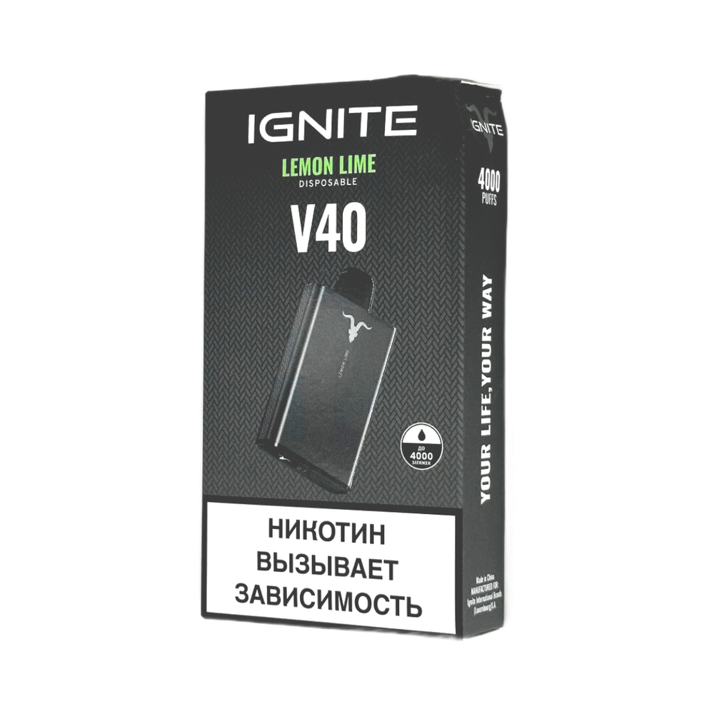 Ignite V40 Лимон-лайм 4000 затяжек 20мг (2%)