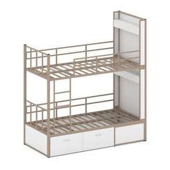 Overnight Кровать 2-х ярусная ON.K2-001 Белый/Металл Латте 2080*950*2260