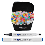 Маркер для скетчинга, двусторонние, Basir, трёхгранные, 13 мм, спиртовые, 80 шт