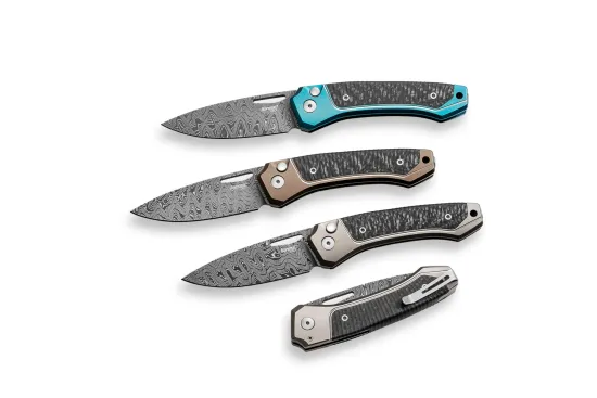 Нож складной Lion Steel Twain Damascus TW D BR - дамасская сталь, бронзовый титан на рукояти