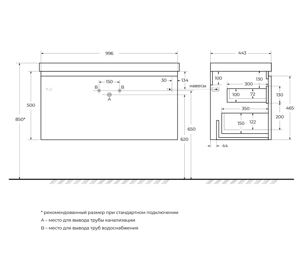 Мебель для ванной комнаты подвесная Cezares GIUBILEO-N-100-1C-SO-TIT-P 100см Титан
