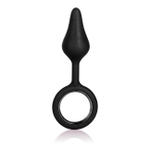 Анальная силиконовая пробка с кольцом Booty Tickler (Цвет: черный)