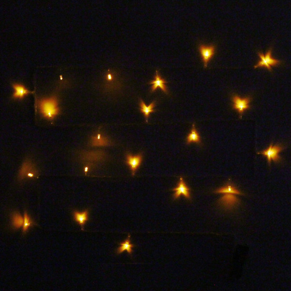 Гирлянда для дома на батарейках 2,2м 20 ламп LED от 2*АА, прозрач.провод, IP-20, Жёлтый