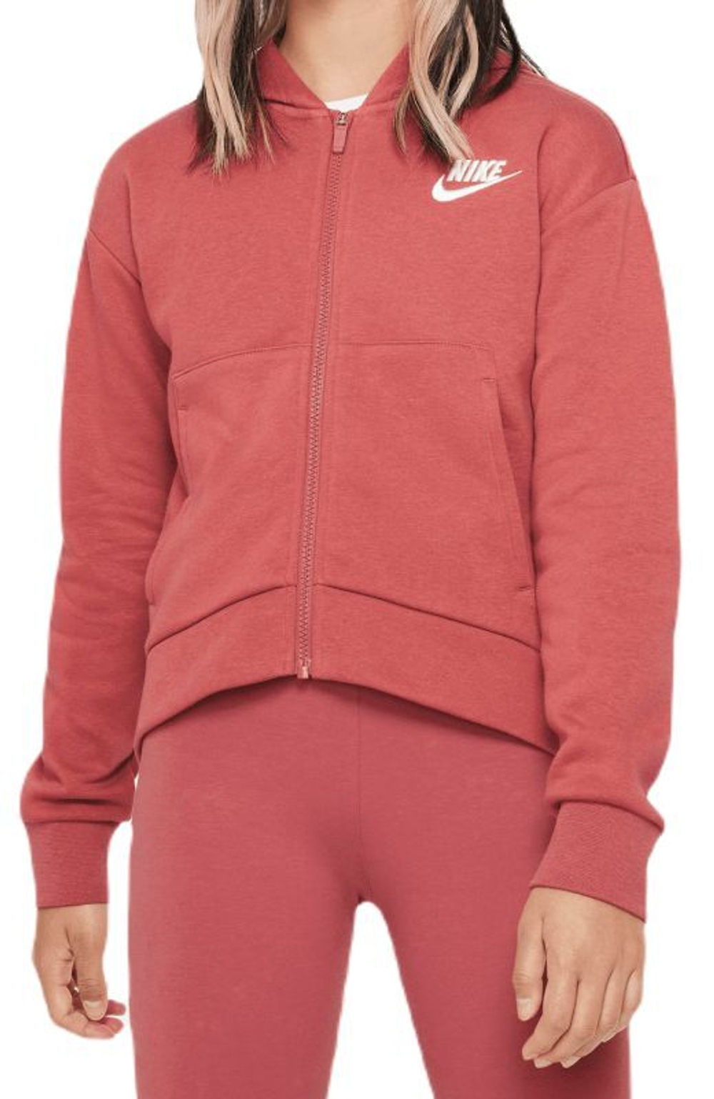 Кофта для девочки теннисная  Nike Sportswear Club Fleece Full Zip Hoodie - Коричневый