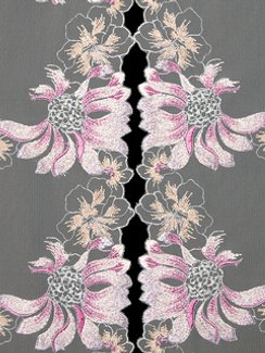 05-155 Вышивка на неэл. сетке 22 см, айвори/лиловый/серебро (левая)