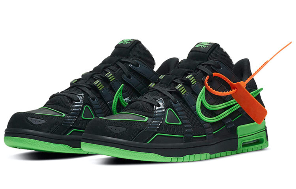 OFF-WHITE x Nike Rubber Dunk "Green Strike" Trend Low Panel Shoes Black Green American Limited